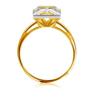 Кольцо из желтого золота с фианитом