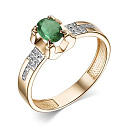 Кольцо из красного золота с бриллиантами, изумрудом