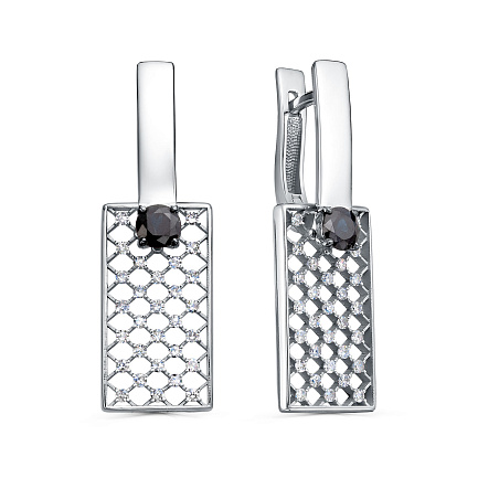 Серьги с английским замком из белого золота с бриллиантами