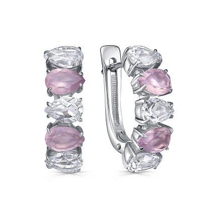 Серьги с английским замком из серебра с кварцем