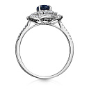 Кольцо из белого золота с бриллиантами, сапфиром