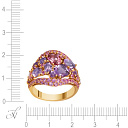 Кольцо из красного золота с аметистами, сапфирами