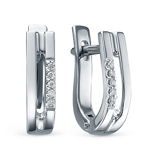 Серьги из белого золота с бриллиантом