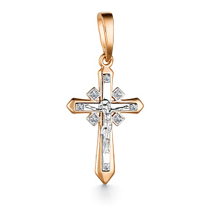 Крест декоративный из красного золота с бриллиантами