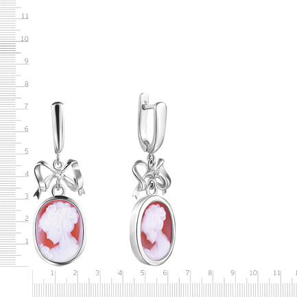 Серьги с английским замком из серебра с агатом