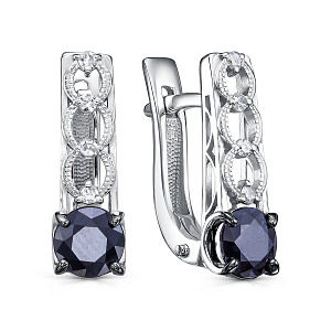 Серьги с английским замком из белого золота с бриллиантами