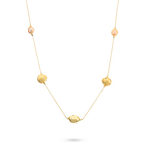 Колье из серебра с циркониями и жемчугами