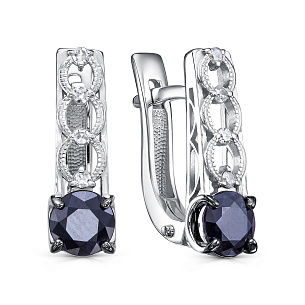 Серьги с английским замком из белого золота с бриллиантом