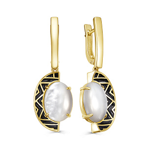 Серьги с английским замком из серебра с перламутрами