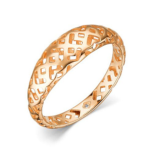 Кольцо из красного золота с бриллиантом