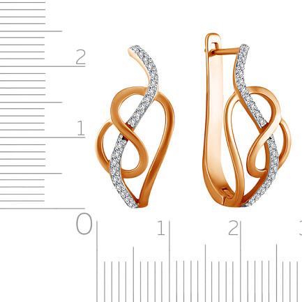 Серьги с английским замком из красного золота с бриллиантами