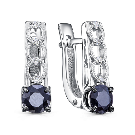 Серьги с английским замком из белого золота с бриллиантами