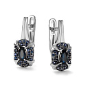 Серьги с английским замком из белого золота с сапфирами