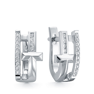 Серьги из белого золота с бриллиантом