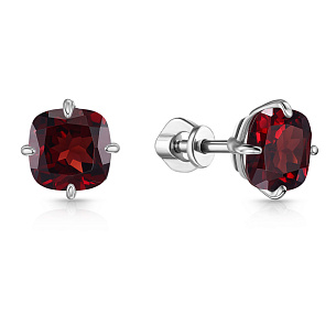 Пусеты из серебра с гранатом