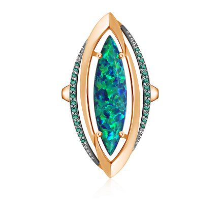 Кольцо из красного золота с фианитом