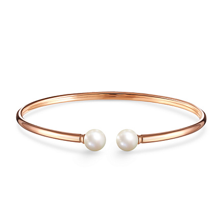 Браслет жесткий из красного золота с жемчугом