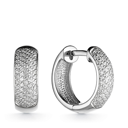 Серьги с английским замком из белого золота с бриллиантами