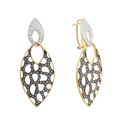 Серьги из желтого золота с бриллиантами