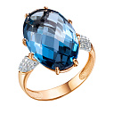 Кольцо из красного золота с бриллиантами, топазом