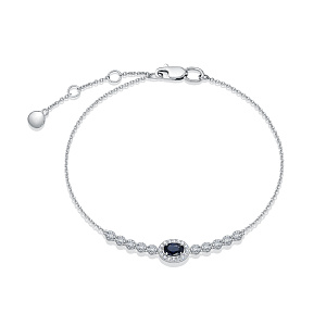 Браслет из белого золота с бриллиантами, сапфиром