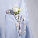 Брошь из желтого золота с жемчугом