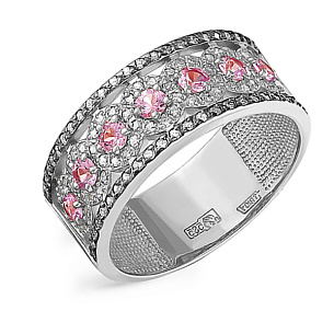 Кольцо из белого золота с сапфирами, бриллиантами