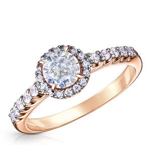 Кольцо из красного золота с фианитом