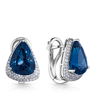 Серьги с английским замком из белого золота с бриллиантом