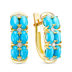 Серьги из желтого золота с бриллиантом