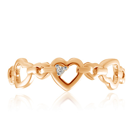 Золотое кольцо с фианитом Сердце