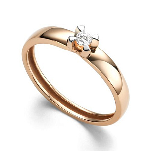 Кольцо из красного золота с бриллиантом