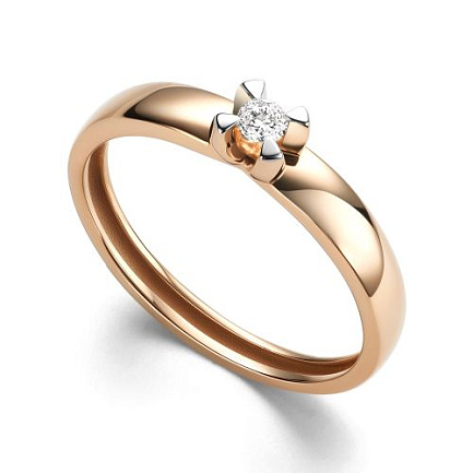Кольцо из красного золота с бриллиантом