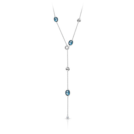 Колье из белого золота с топазом, фианитом