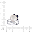 Кольцо из серебра с жемчугом, корундом