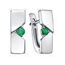 Серьги с английским замком из серебра с изумрудами