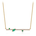 Колье из желтого золота с бриллиантами, изумрудом, плетение якорное