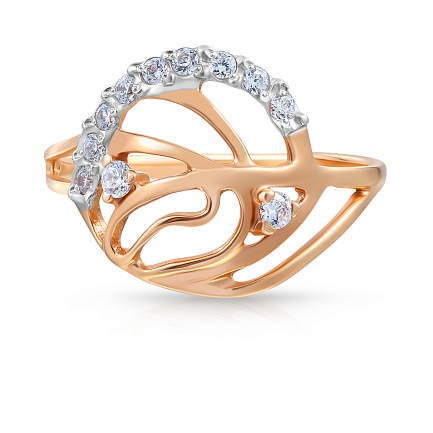 Кольцо из красного золота с фианитом