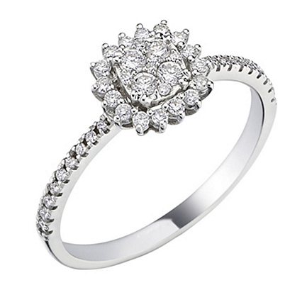 Кольцо из белого золота с бриллиантами