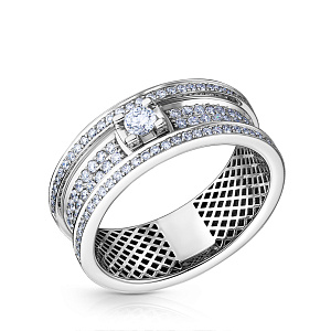 Кольцо из белого золота с бриллиантами