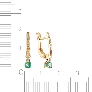 Серьги с английским замком из желтого золота с бриллиантами