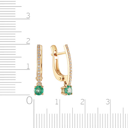 Серьги с английским замком из желтого золота с бриллиантами