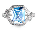 Кольцо из белого золота с топазом, фианитом