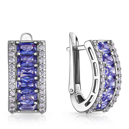 Серьги с английским замком из серебра с фианитом