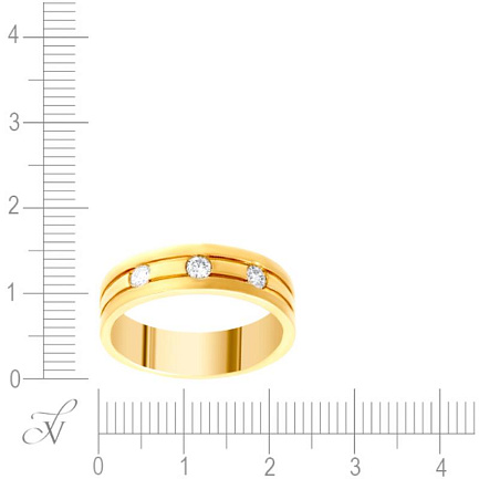Кольцо обручальное из желтого золота с бриллиантами