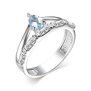 Кольцо из серебра с топазом, фианитами