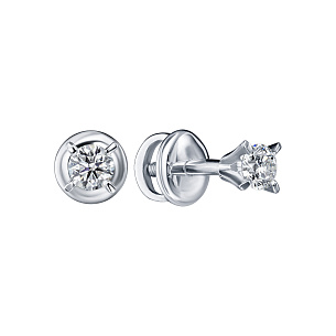 Пусеты из белого золота с бриллиантами