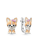 Серьги с английским замком из серебра с эмалью