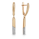 Серьги с английским замком из красного золота с фианитом