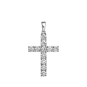 Крест из белого золота с бриллиантами